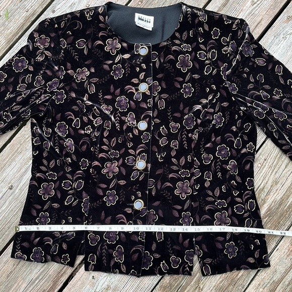 Leslie Fay black velvet jacket 14P - Picture 8 of 9